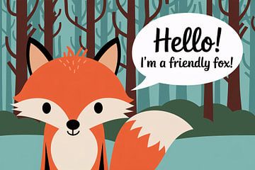 Vrolijke illustratie van een vos van Art & Soul Creations