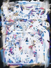 Chaos white large abstract by Little Dean