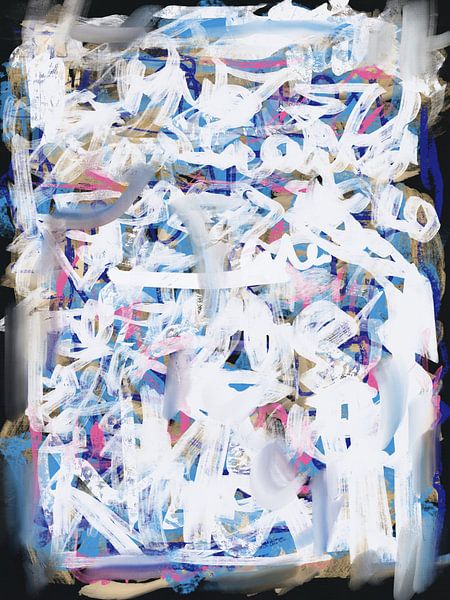Chaos white large abstract by Little Dean