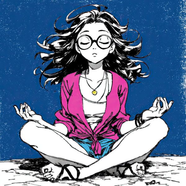 Frau Meditation | Zen Moment in Rosa von OMG Art