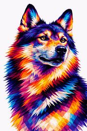 Lebendiges abstraktes Wolfsporträt von MARTINA KUSUMA DEWI