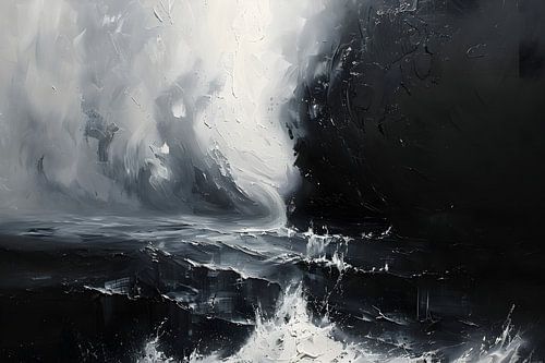 Abstract Zwart Wit Schilderij | Zwart Wit Kunst | Groot Schilderij Woonkamer