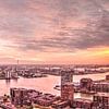 Panorama Rotterdam at sunset by Frans Blok