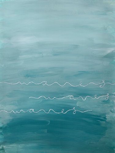Horizon - Peinture abstraite bleue avec vagues de texte