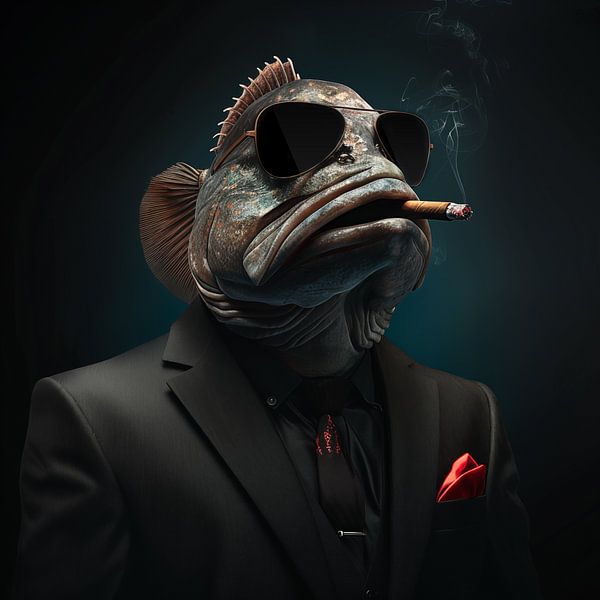 Fish with cigar and sunglasses by TheXclusive Art