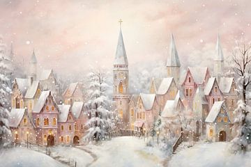 Christmas in the Village by Wonderful Art