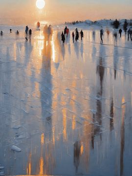 Coucher de soleil sur la glace sur Jolique Arte