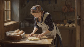 Rustic, antique kitchen painting by Bo Valentino