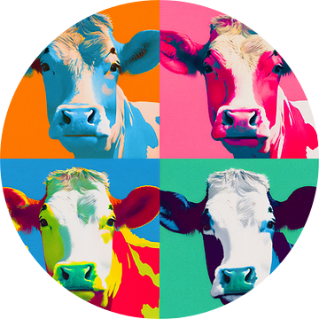 Pop art collage van een koe - in de stijl van Warhol van Roger VDB
