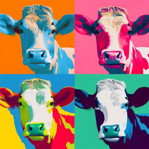 Pop-Art-Collage einer Kuh - im Stil von Warhol
