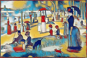 Abstracte versie van Een zondag op La Grande Jatte door Georges Seurat van Classics Remastered.nl