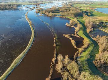 Overstroming rivier de Vecht bij Zwolle drone view van Sjoerd van der Wal Fotografie