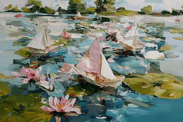 Zeilboten in de waterlelievijver van NJ Midnight Studio