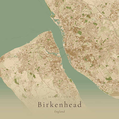 Vintage landkaart van Birkenhead, United Kingdom
