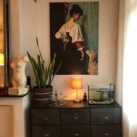 Photo de nos clients: Portrait d'une jeune femme avec le chien Puck - Thérèse Schwartze, sur toile