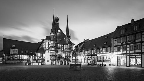 La mairie de Wernigerode en noir et blanc