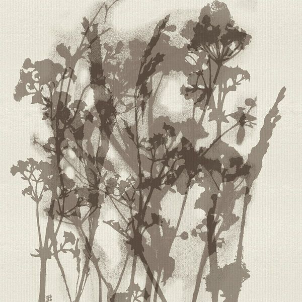 Rustic abstract botanical with delicate plants and flowers by Dina Dankers
