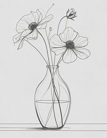 Minimal art - line drawing vase 01 by Emiel de Lange