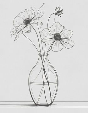 Minimal art - line drawing vase 01 by Emiel de Lange