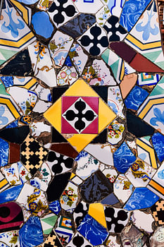 Gaudí mosaic details in Barcelona – colourful architecture