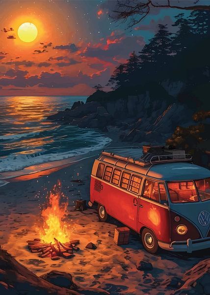 VW Van Travel with Beautifull Night Best Selling par PublicArt77