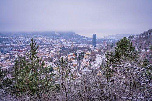 Jentower in Jena im Winter