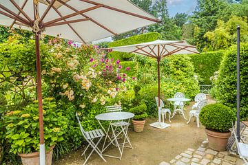 Cafe in the Jardins de la Ballue, Bazouges-la-Pérouse, Brittany