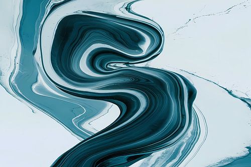 Dynamische Turquoise en Blauwe Swirl Abstract