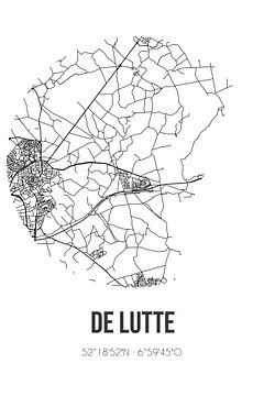 De Lutte (Overijssel) | Karte | Schwarz und Weiß von Rezona