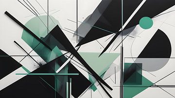 Geometric abstraction in black and green by Bart Veeken