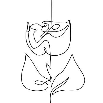 Eine Linie Kunst abstrakte Blume. Strichzeichnung in einer durchgehenden Linie einer Blume.