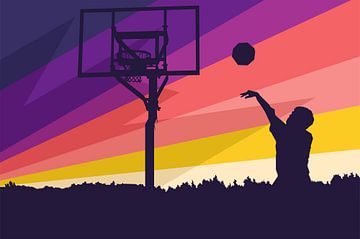 Popart de basket-ball au coucher du soleil sur Rizky Dwi Aprianda