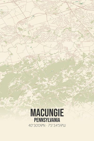 Vintage map of Macungie (Pennsylvania), USA. by Prints of Place