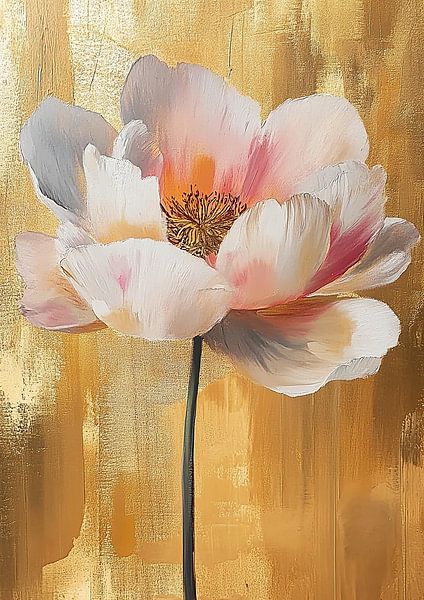 Golden Flower | Blossom Against Gold by Wonderful Art