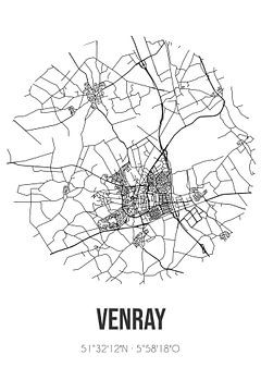 Venray (Limburg) | Landkaart | Zwart-wit van MijnStadsPoster