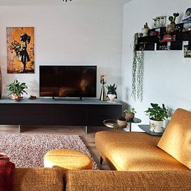 Klantfoto: Meisje Graffiti | Urban Meisje Graffiti van Blikvanger Schilderijen, op canvas