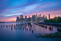 New York City Skyline Blue/Pink