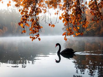 De zwarte zwaan in de herfstnevel - De zwarte zwaan in de herfstnevel