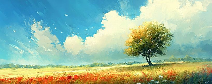 Fleurs rouges et ciel bleu par Caprices d'Art