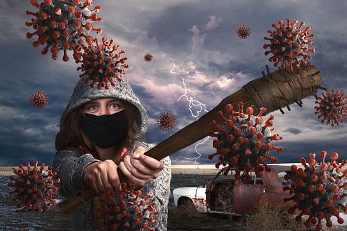 Beeldbewerking: De Strijd Tegen de Covid-19 Pandemie in 2020 - Symboliek en Veerkracht in Kunst