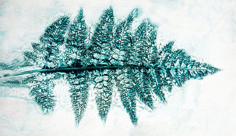 Fern leaf, mixed media print by Anjo Kan