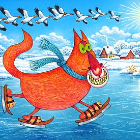 Cat on Slippery Ice by Linda de Klein