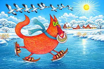 Chat sur la glace glissante sur Linda de Klein