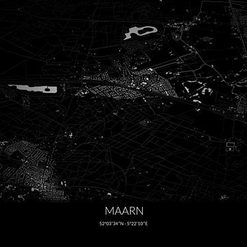 Schwarz-weiße Karte von Maarn, Utrecht. von Rezona