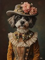 Hund in viktorianischem Kleid