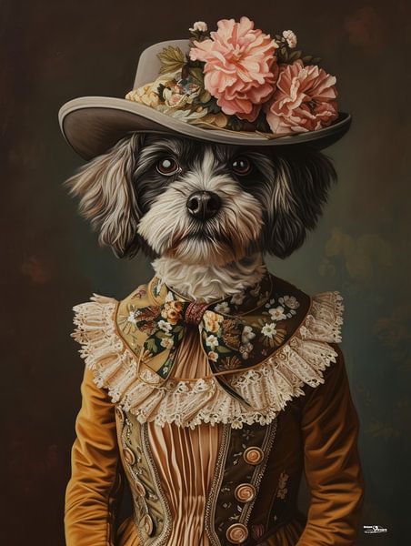 Hund in viktorianischem Kleid von Gelissen Artworks