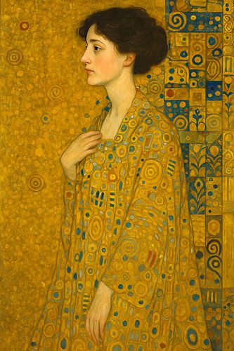 Vrouw op goud schilderij