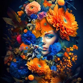 Face surrounded by bouquet of flowers by Christian Ovís
