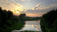 Mountain lake in the evening