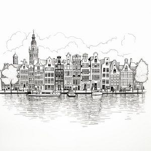 Amsterdam Strichzeichnung